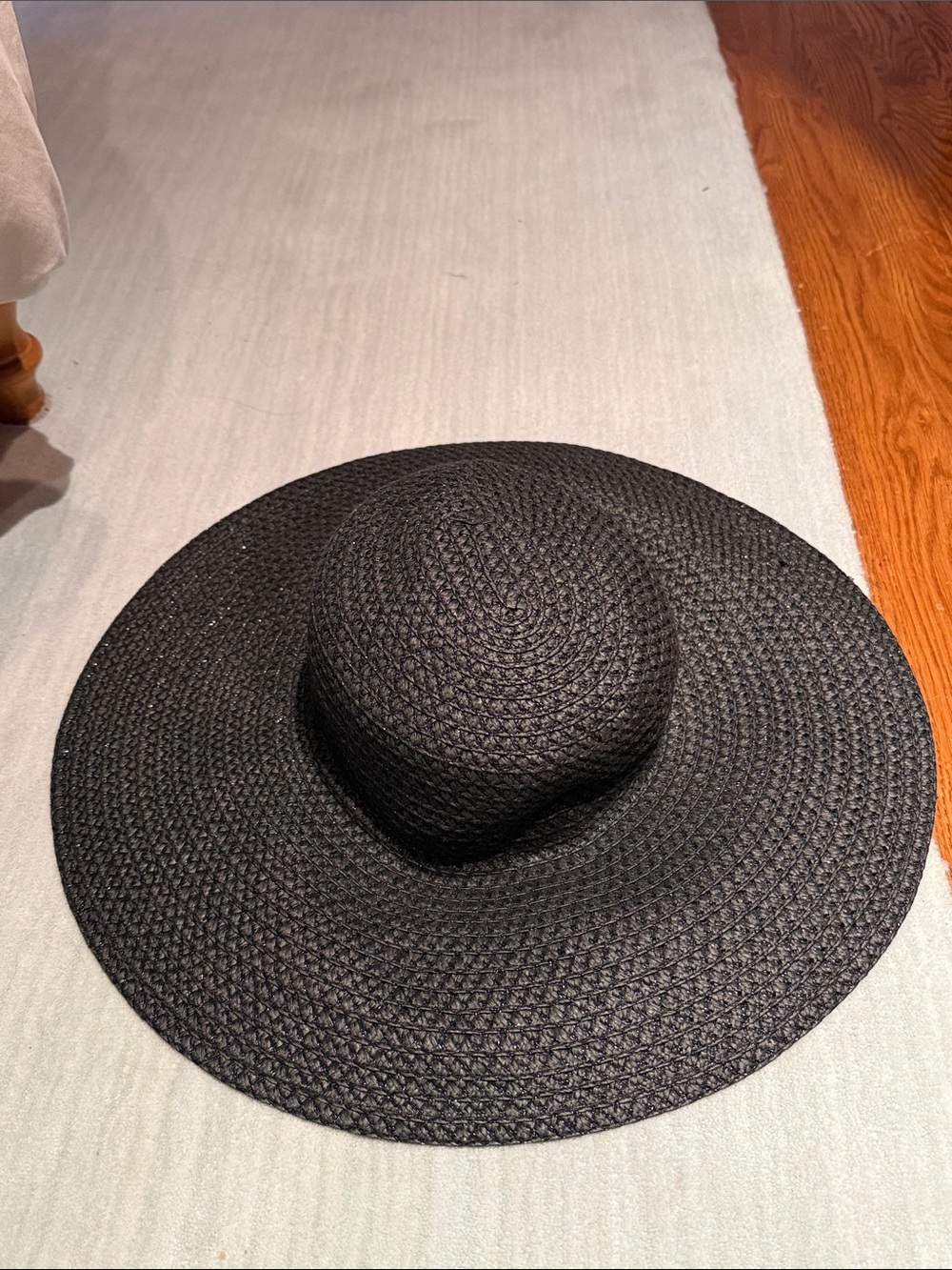 Club Monaco Black Straw Wide Brim Sunhat